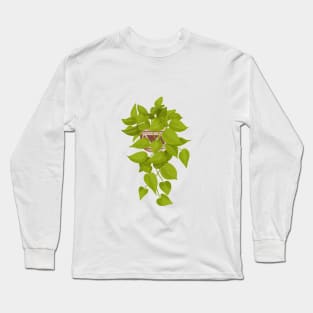 Neon Pothos Plant Illustration Long Sleeve T-Shirt